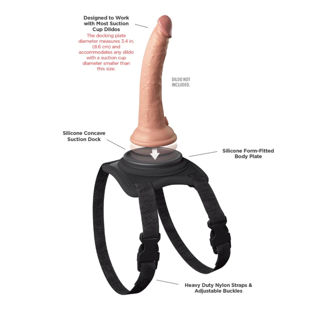 Body Dock - Lap Strap Suction Cup Strap On Harness | Black Body Dock - For Me To Love