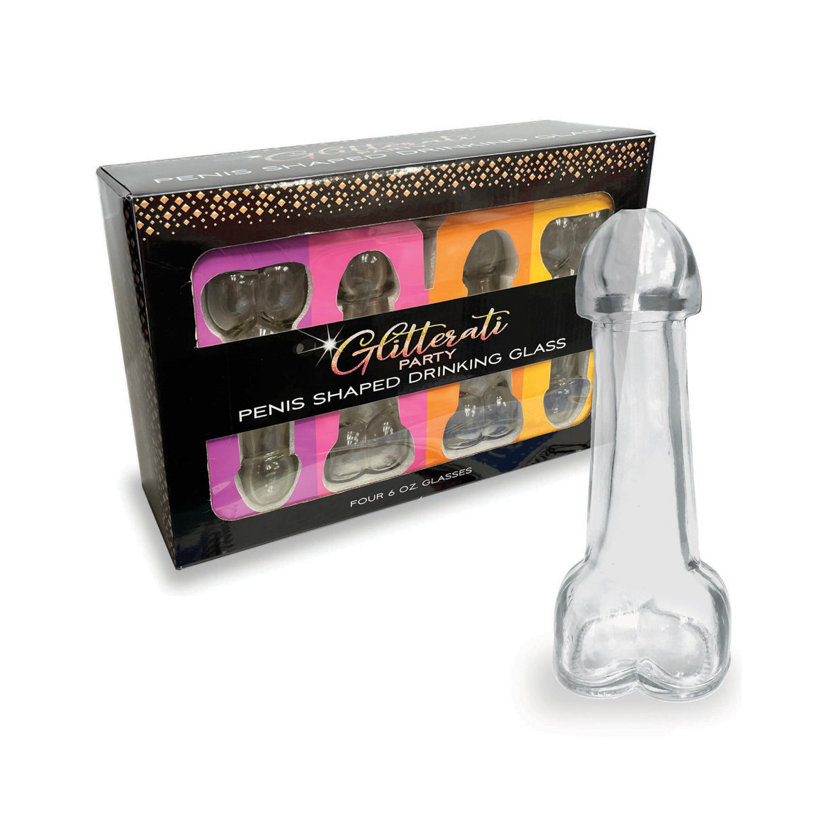 Little Genie - Glitterati Penis Drinking Glass Set of 4 | 6 Oz