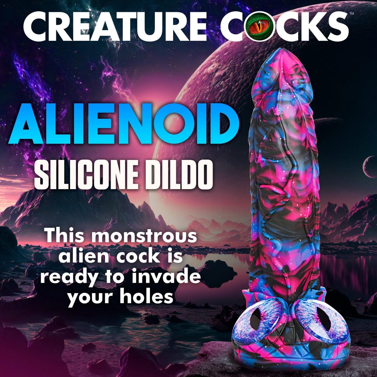 Creature Cocks - Alienoid Silicone Dildo with Suction Cup Base | 8.5 inches creature cocks - For Me To Love