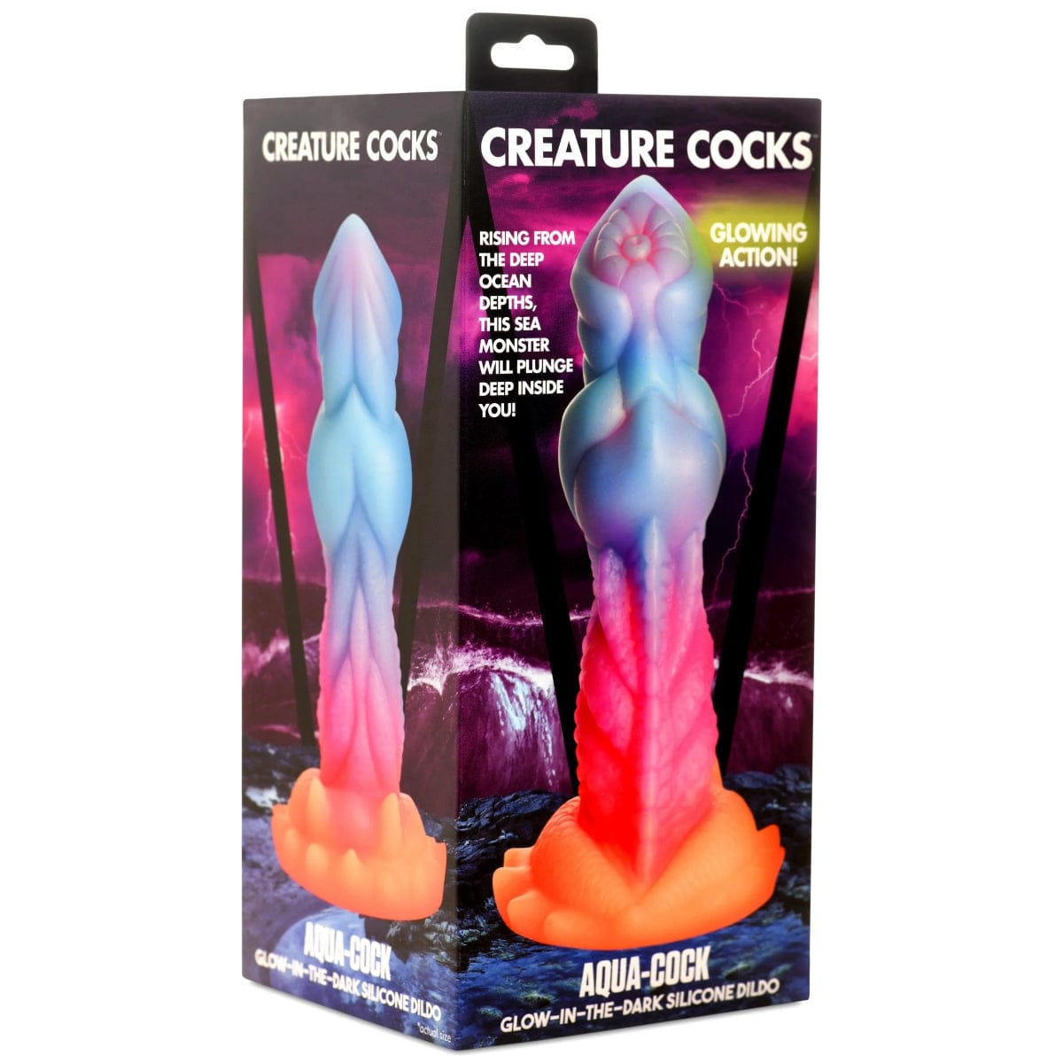 Creature Cocks - Aqua Cock Glow In The Dark Silicone Dildo | 7.5 inched creature cocks - For Me To Love
