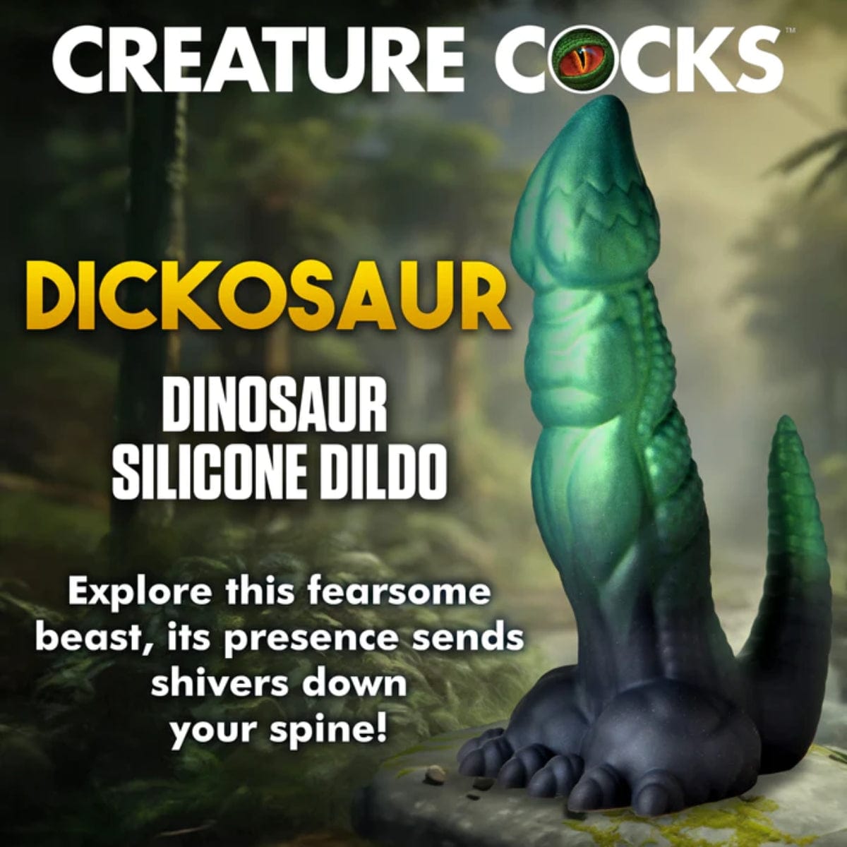 Creature Cocks - Jurassic Cock Dinosaur Silicone Dildo with Suction Cup base | 7.3 inches creature cocks - For Me To Love