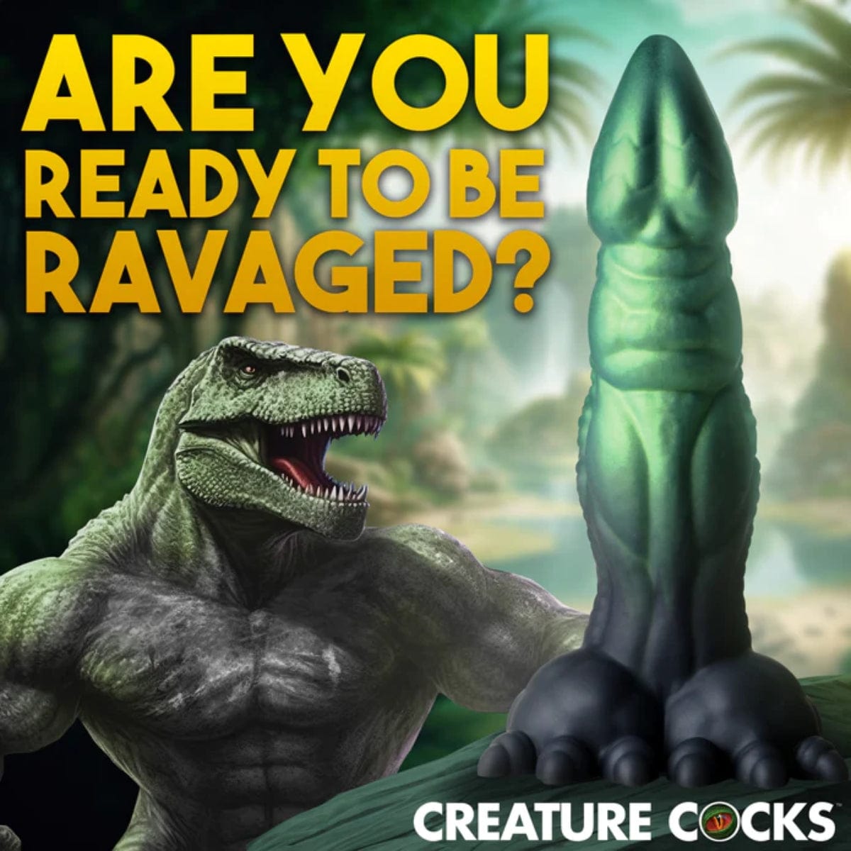 Creature Cocks - Jurassic Cock Dinosaur Silicone Dildo with Suction Cup base | 7.3 inches creature cocks - For Me To Love