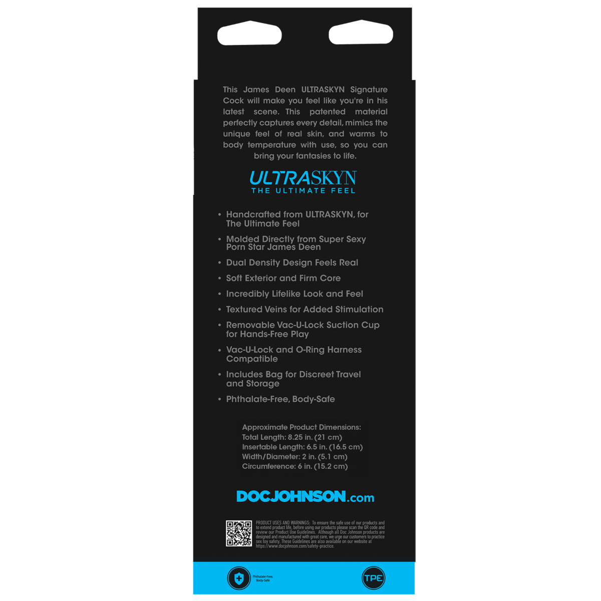 Doc Johnson - James Deen Ultraskyn Dildo with Removable Vac-U-Lock Suction Cup | 8 inches Doc Johnson - For Me To Love