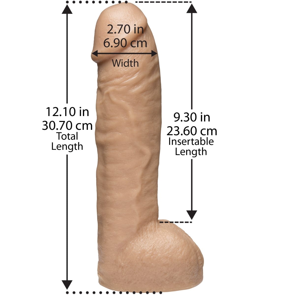 Doc Johnson Realistic Hung 12 inch Dildo - Vac-U-Lock Compatible White Doc Johnson - For Me To Love