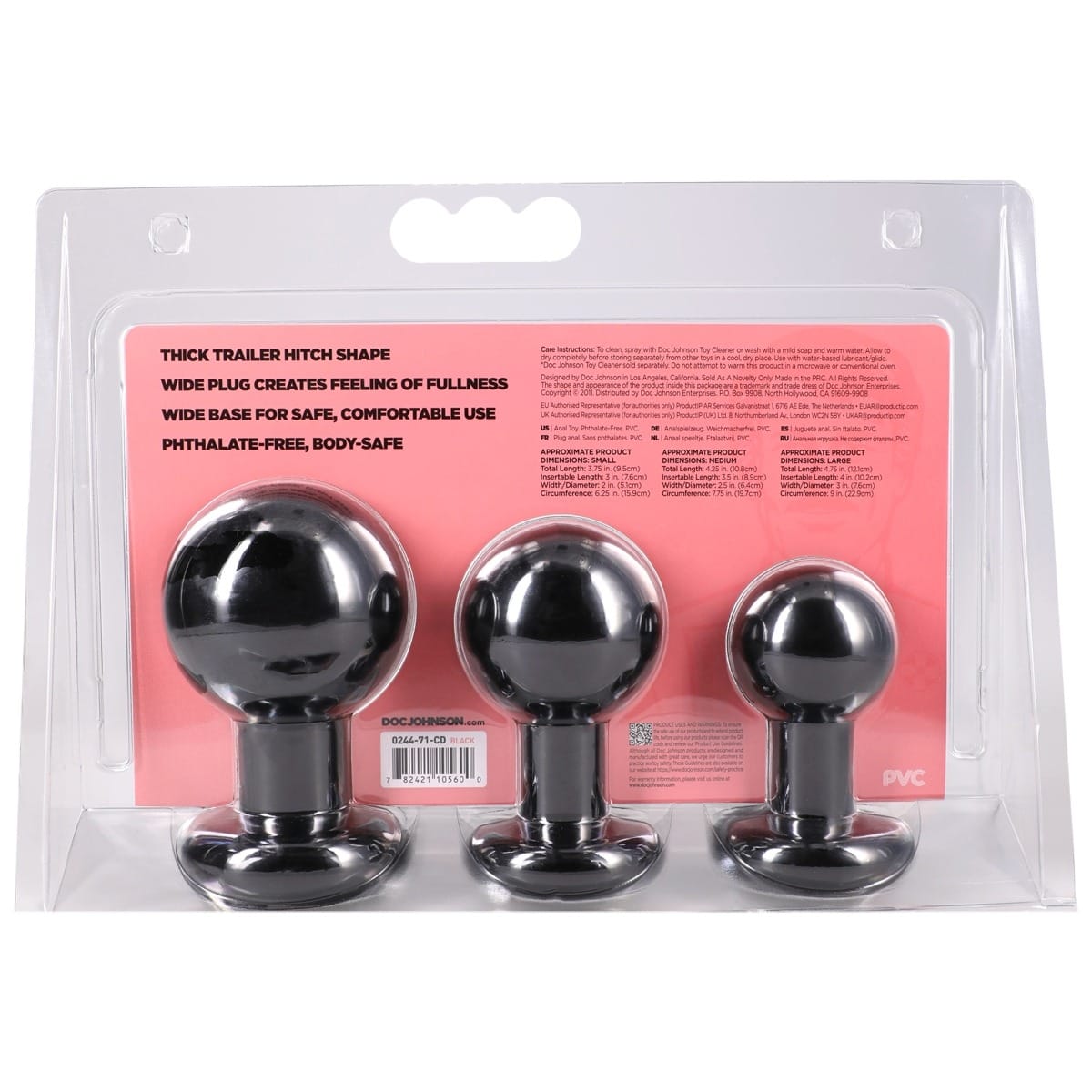 Doc Johnson - The Classic Round Butt Plug 3 Piece Set | Black Doc Johnson - For Me To Love