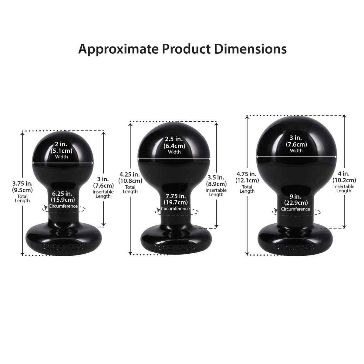 Doc Johnson - The Classic Round Butt Plug 3 Piece Set | Black Doc Johnson - For Me To Love