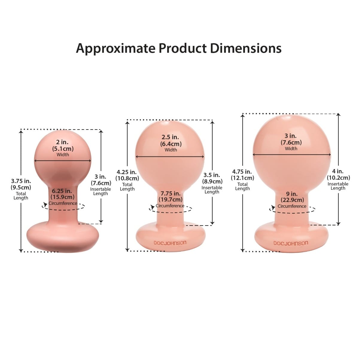Doc Johnson - The Classic Round Butt Plug 3 Piece Set | Vanilla Doc Johnson - For Me To Love