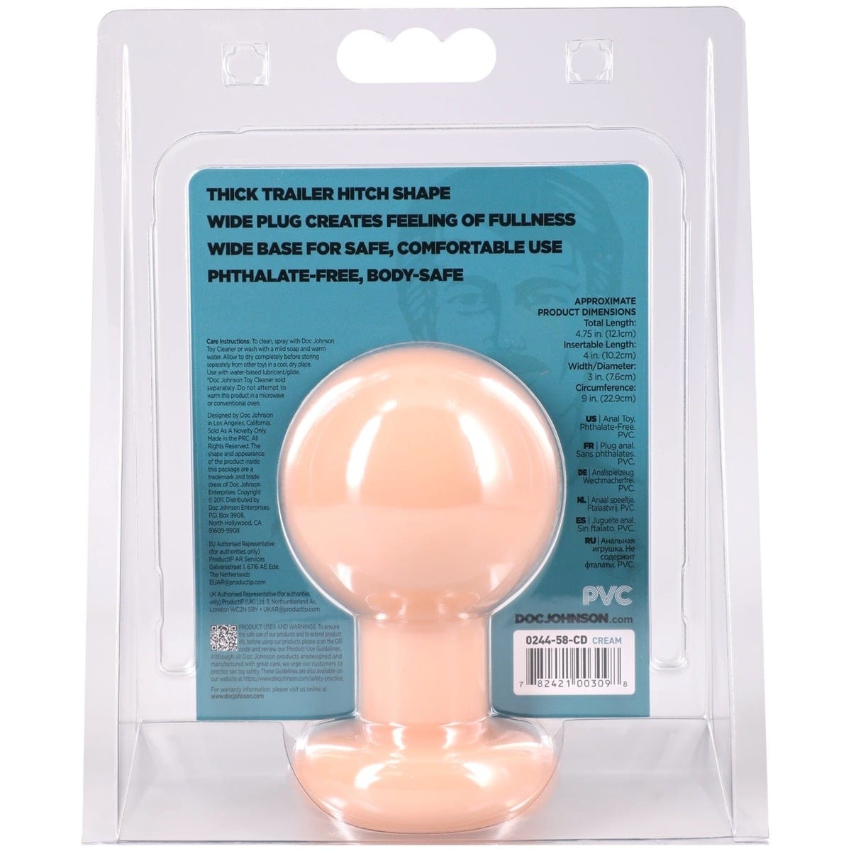 Doc Johnson - The Classic Round Tow Hitch Butt Plug Large | Choice of Pink or Black Doc Johnson - For Me To Love