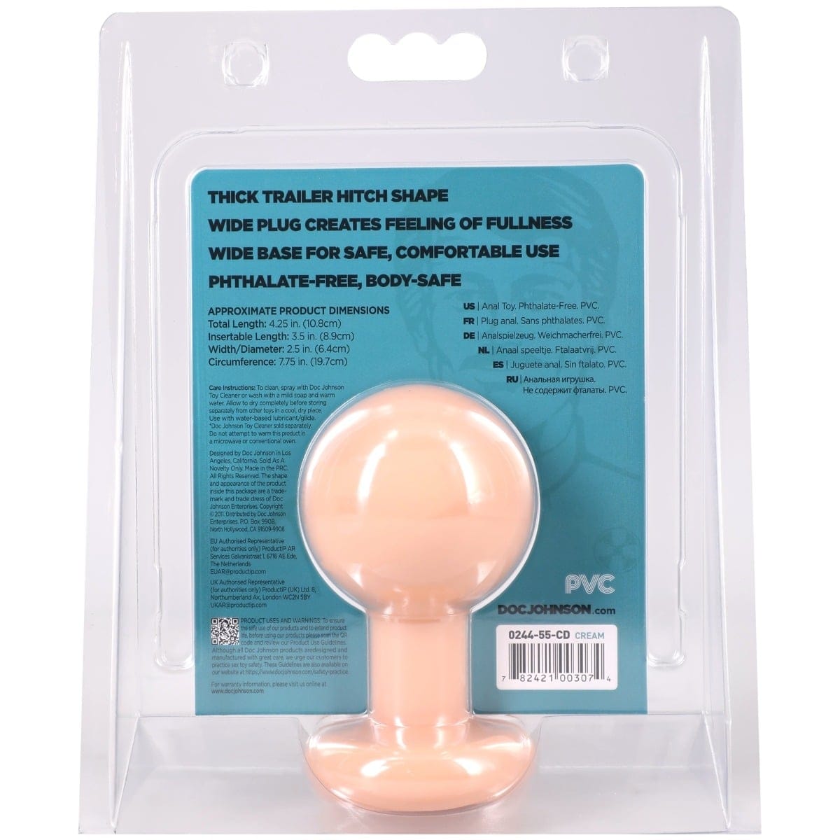 Doc Johnson - The Classic Round Tow Hitch Butt Plug Medium | Choice of Pink or Black Doc Johnson - For Me To Love