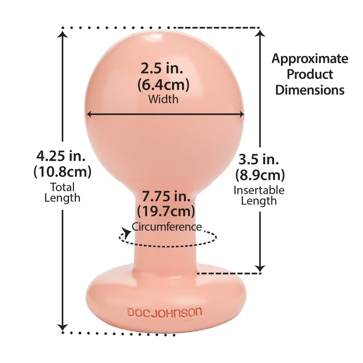 Doc Johnson - The Classic Round Tow Hitch Butt Plug Medium | Choice of Pink or Black Doc Johnson - For Me To Love