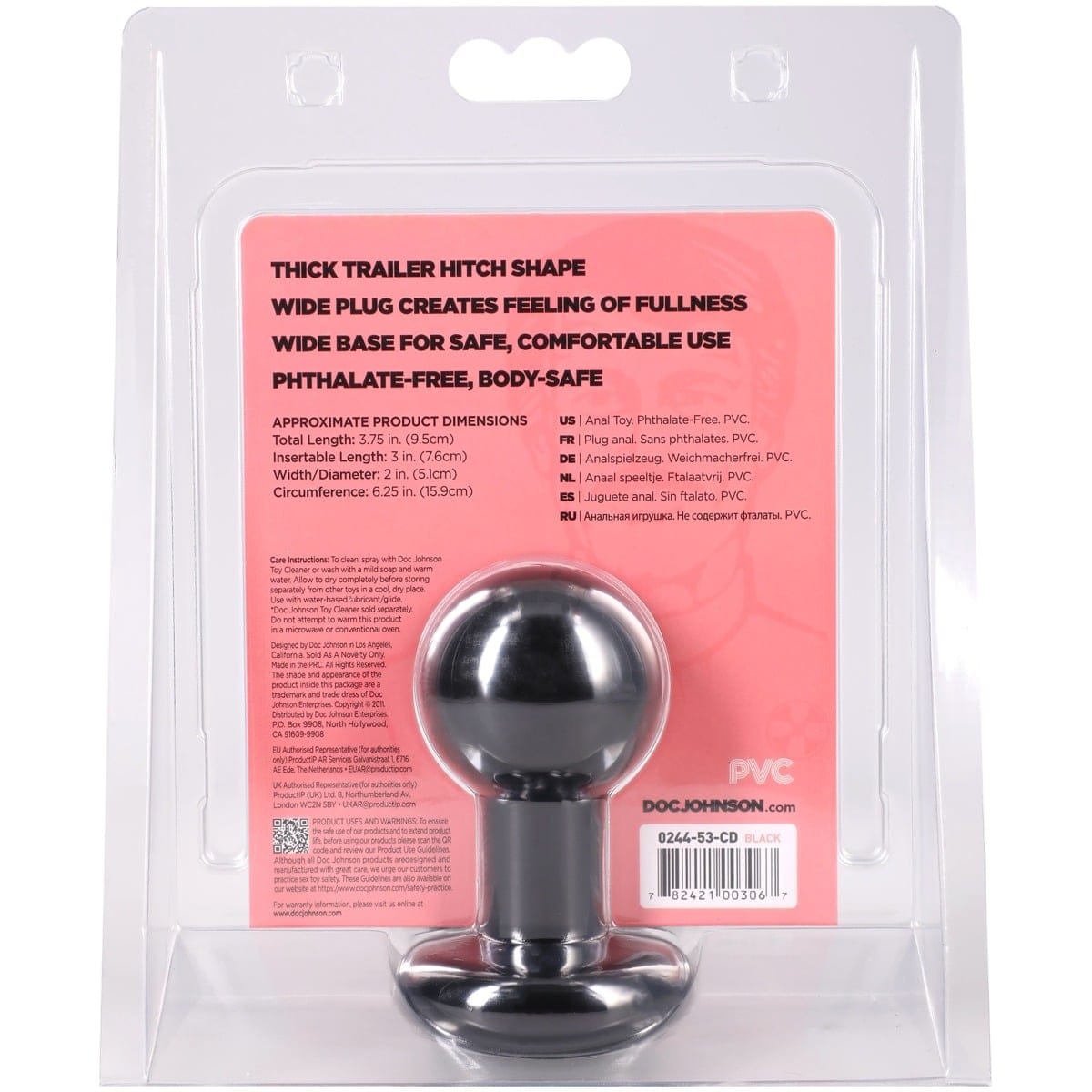 Doc Johnson - The Classic Round Tow Hitch Butt Plug Small | Choice of Pink or Black Doc Johnson - For Me To Love