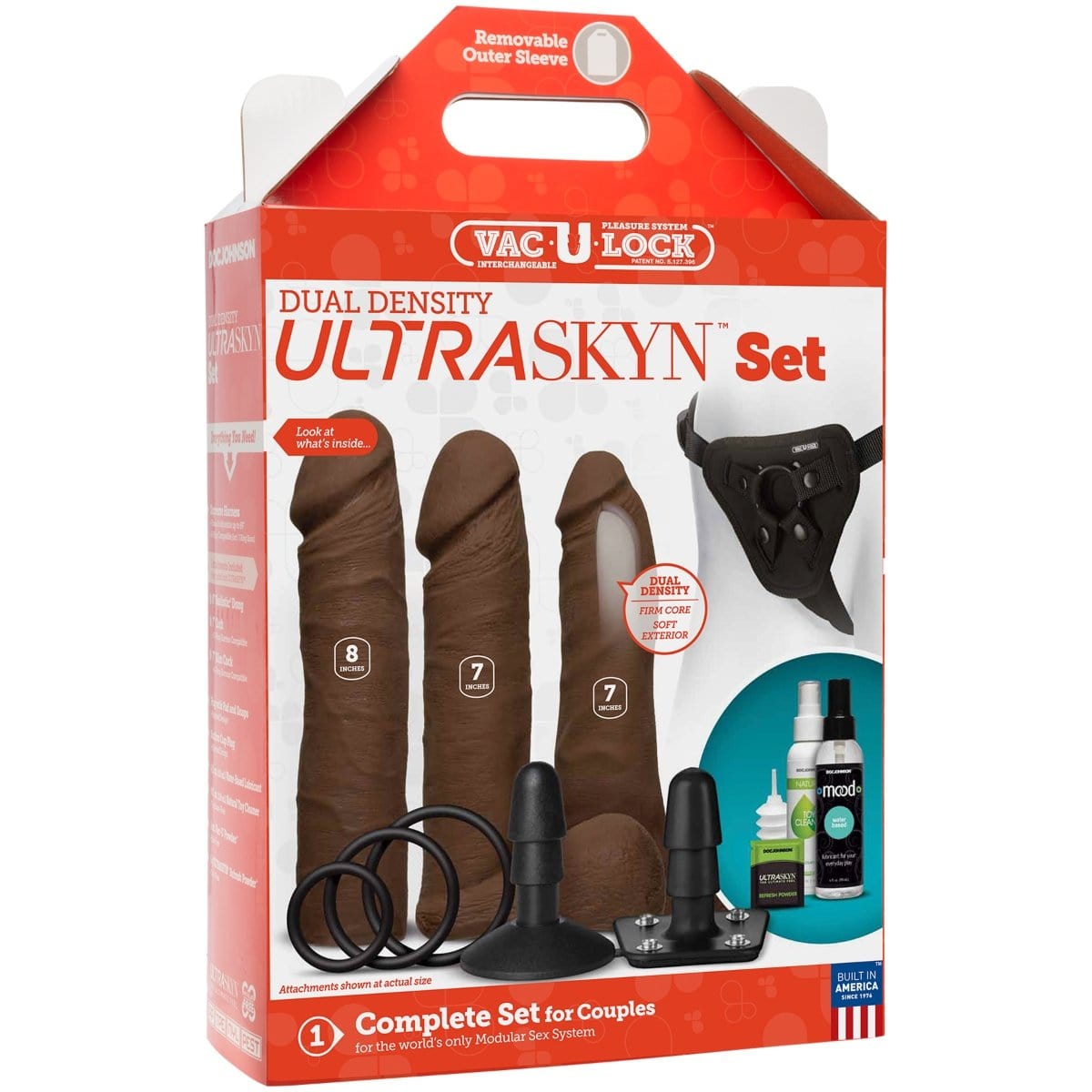Doc Johnson - Vac U Lock Dual Density Ultraskyn Set Chocolate | 8 & 7 inches Doc Johnson - For Me To Love