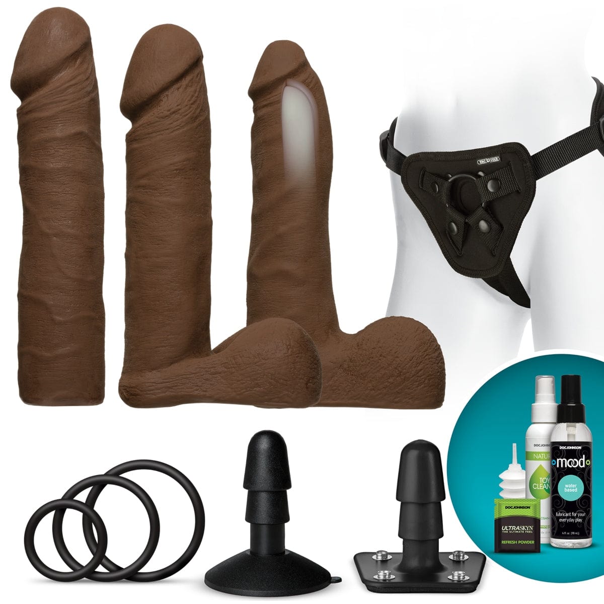 Doc Johnson - Vac U Lock Dual Density Ultraskyn Set Chocolate | 8 & 7 inches Doc Johnson - For Me To Love