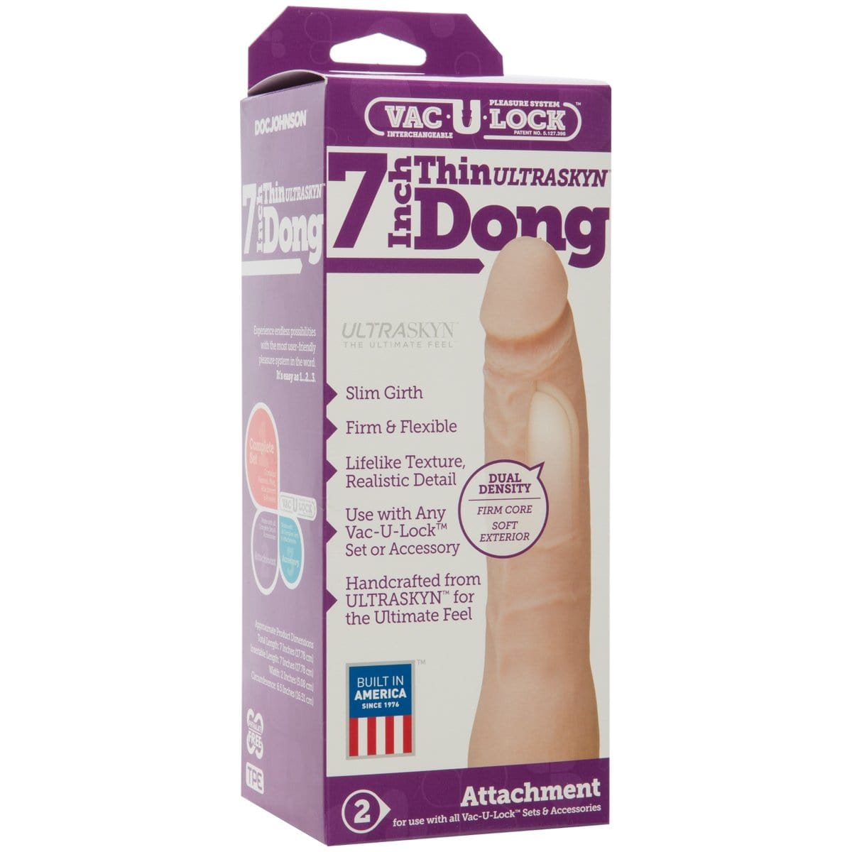 Doc Johnson - Vac-U-Lock Thin Vanilla Realistic Ultraskyn Dildo | 7 inches Doc Johnson - For Me To Love