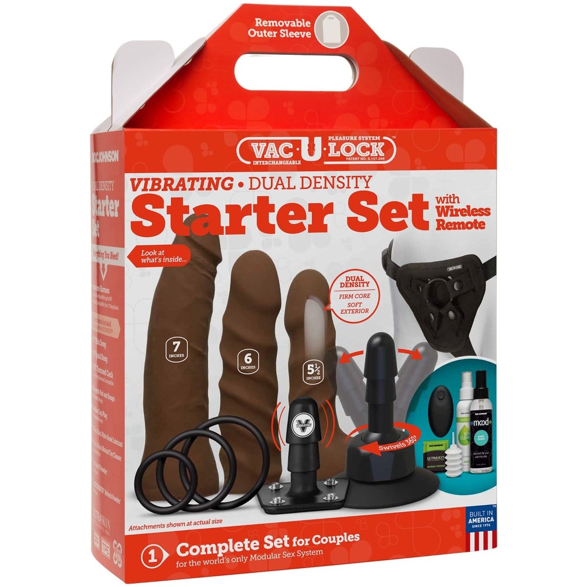 Doc Johnson - Vac U Lock Vibrating Dual Density Harness Set Chocolate | 7-6 & 5.5 inches Doc Johnson - For Me To Love