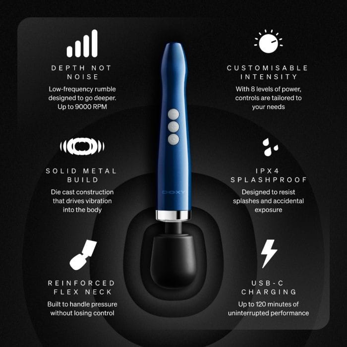 Doxy 2.0 - Die Cast Compact Cordless Massage Wand | Blue Doxy - For Me To Love