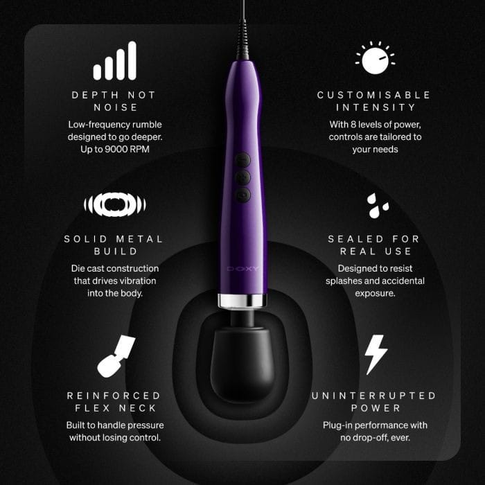 Doxy 2.0 - Die Cast Max Powerful Plug‑In Massage Wand | Purple Doxy - For Me To Love
