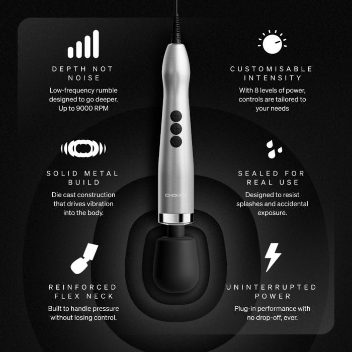 Doxy 2.0 - Die Cast Max Powerful Plug‑In Massage Wand | Silver Doxy - For Me To Love
