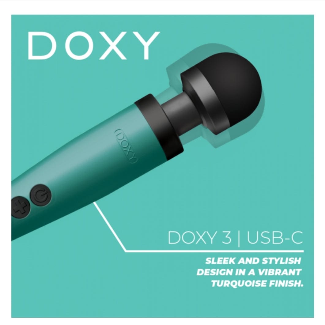 DOXY 3 USB-C MASTURBATOR WAND - TURQUOISE or MATTE BLACK Doxy - For Me To Love