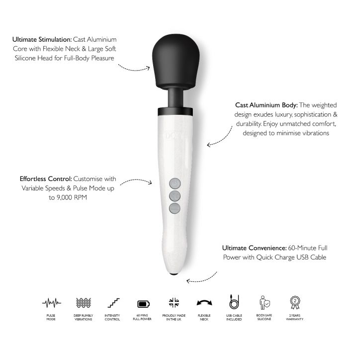 The All New Doxy - Die Cast Rechargeable in Stardust White | Powerful Massage Wand