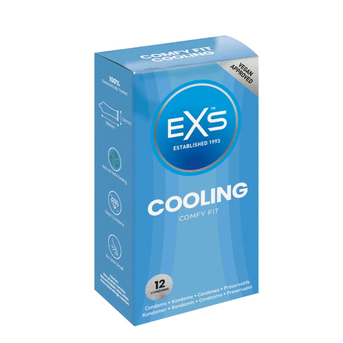 EXS - Cooling Condoms Natural Latex & Silicone Lubricated | 12 Pack EXS Condoms - For Me To Love