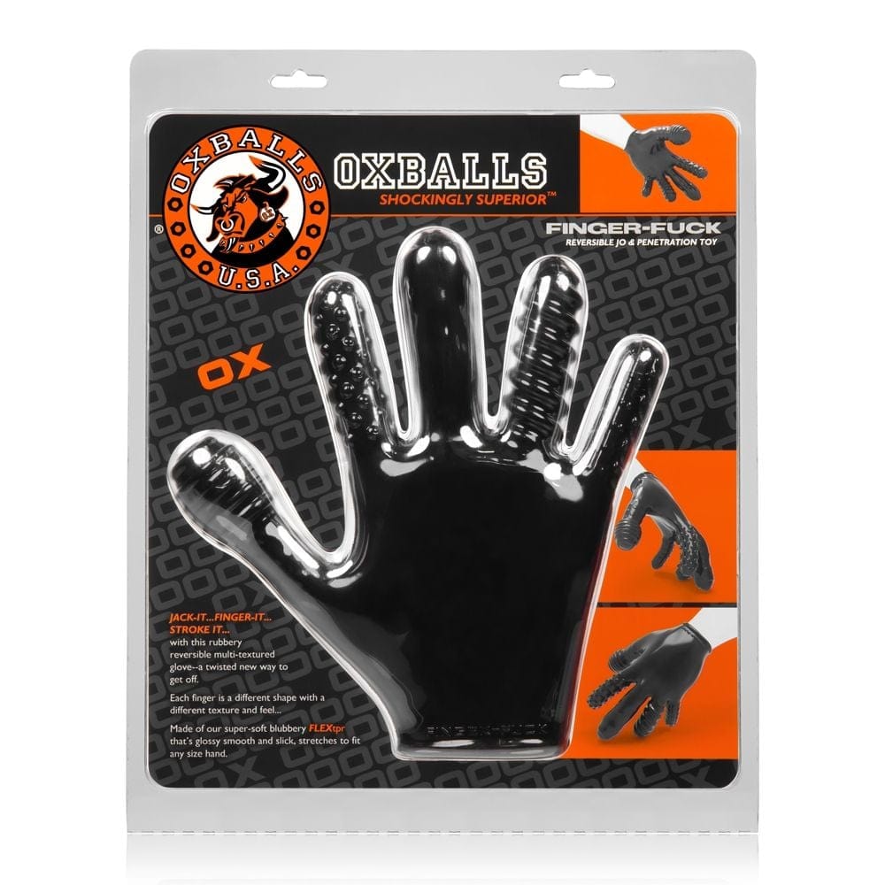 Finger Fuck Pleasure Glove - Black Oxballs - For Me To Love