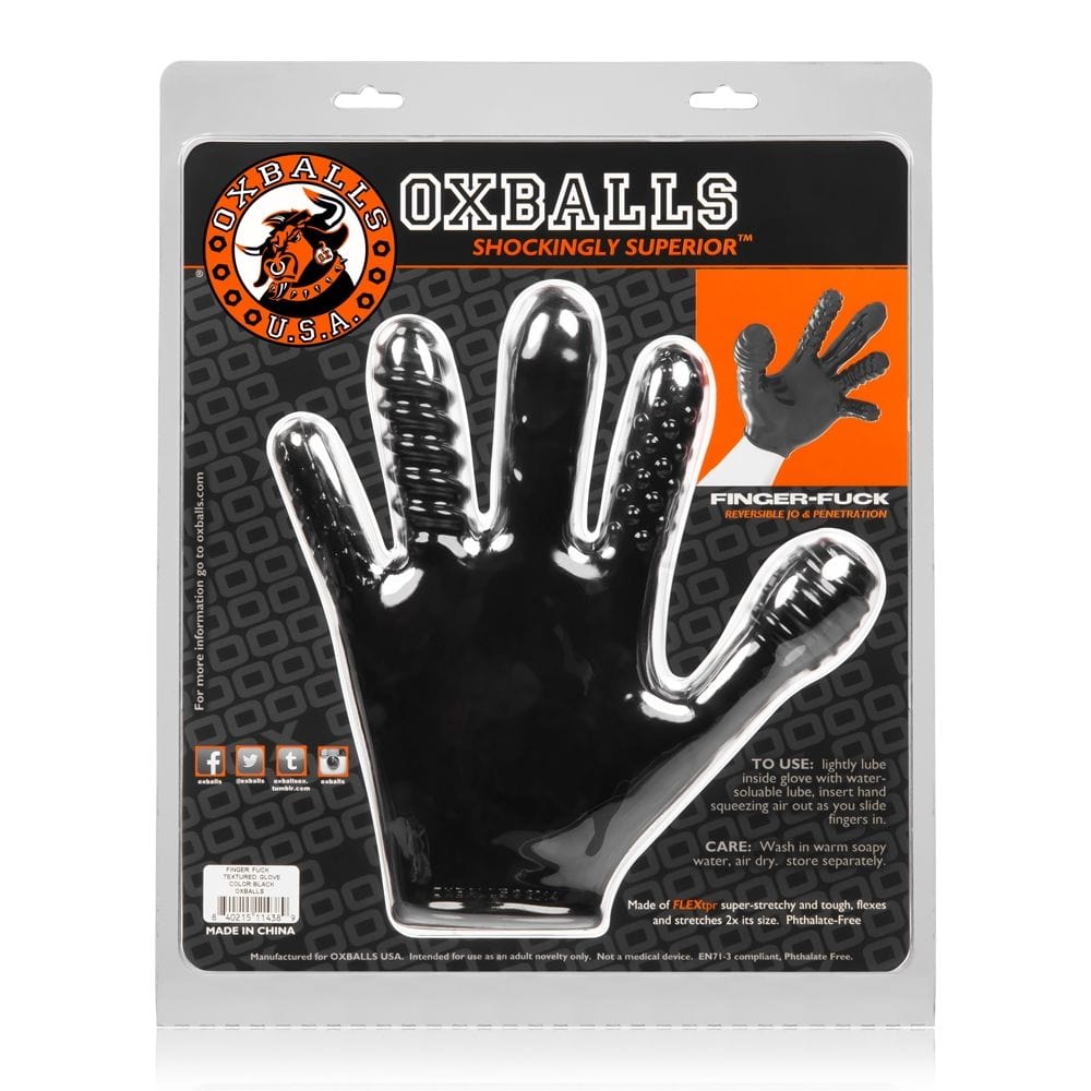 Finger Fuck Pleasure Glove - Black Oxballs - For Me To Love