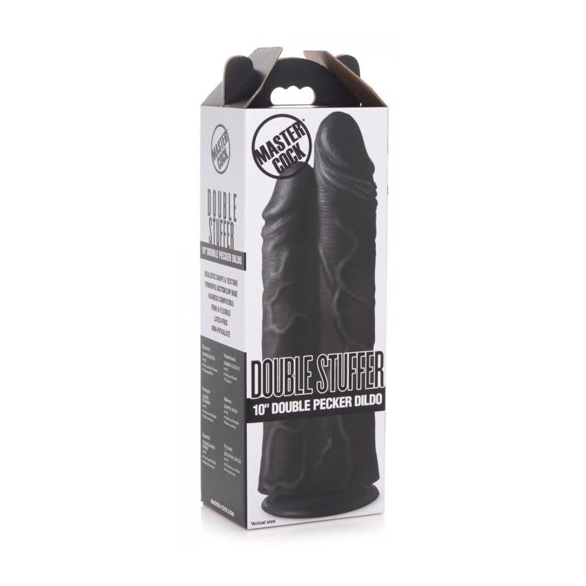 For Me To Love Master Cock Double Stuffer Double Pecker Dildo Black 10 inch