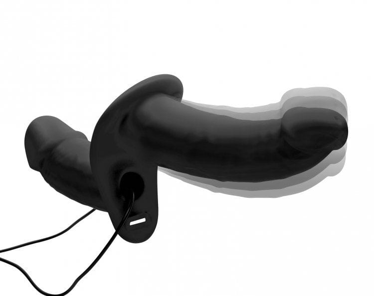 For Me To Love Power Pegger Black Silicone Vibrating Double Dildo with Harness