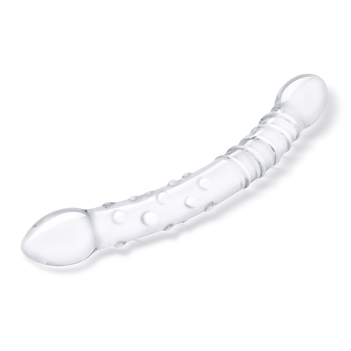 Glas - Girthy Double Trouble Ribs & Dots Glass Dildo | 12 inches Glas - For Me To Love