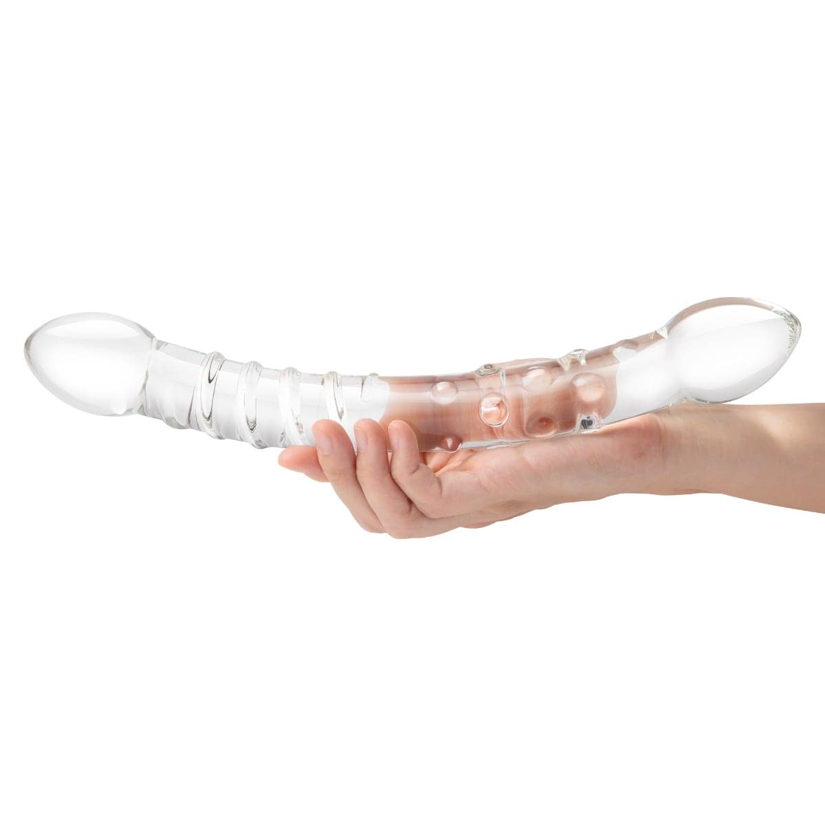 Glas - Girthy Double Trouble Ribs & Dots Glass Dildo | 12 inches Glas - For Me To Love