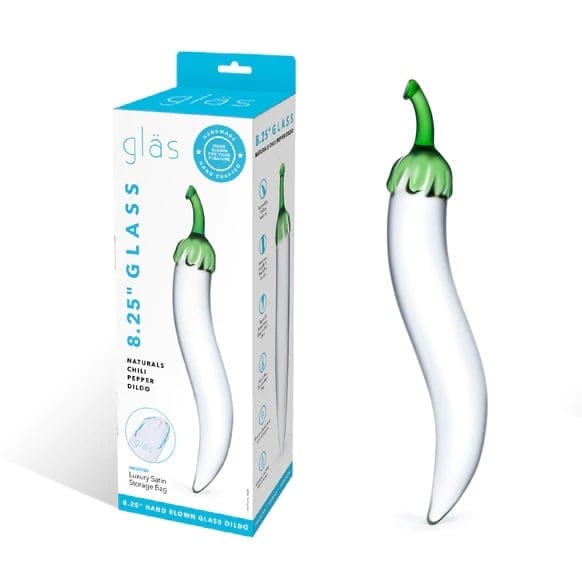 Glas Glass Naturals Chili Pepper Dildo Clear - 8.25 inches Glas - For Me To Love