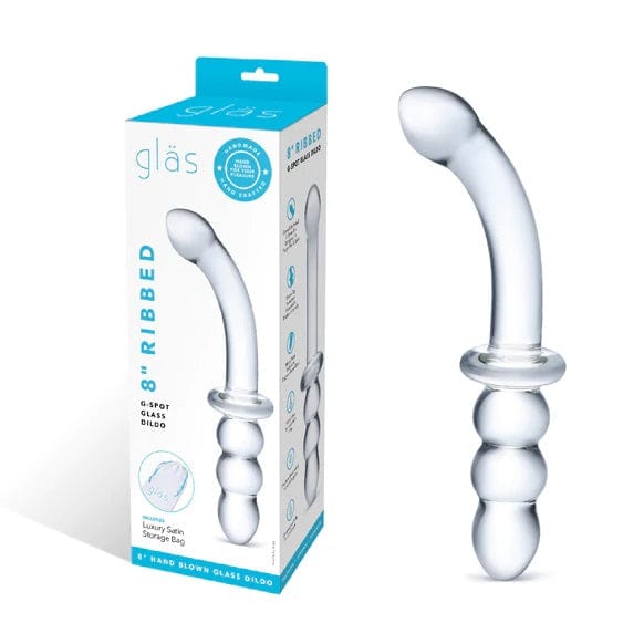 Glas Ribbed Anal Plug & G-Spot Play - Double Pleasure Transparent Glass - 8 inches Glas - For Me To Love