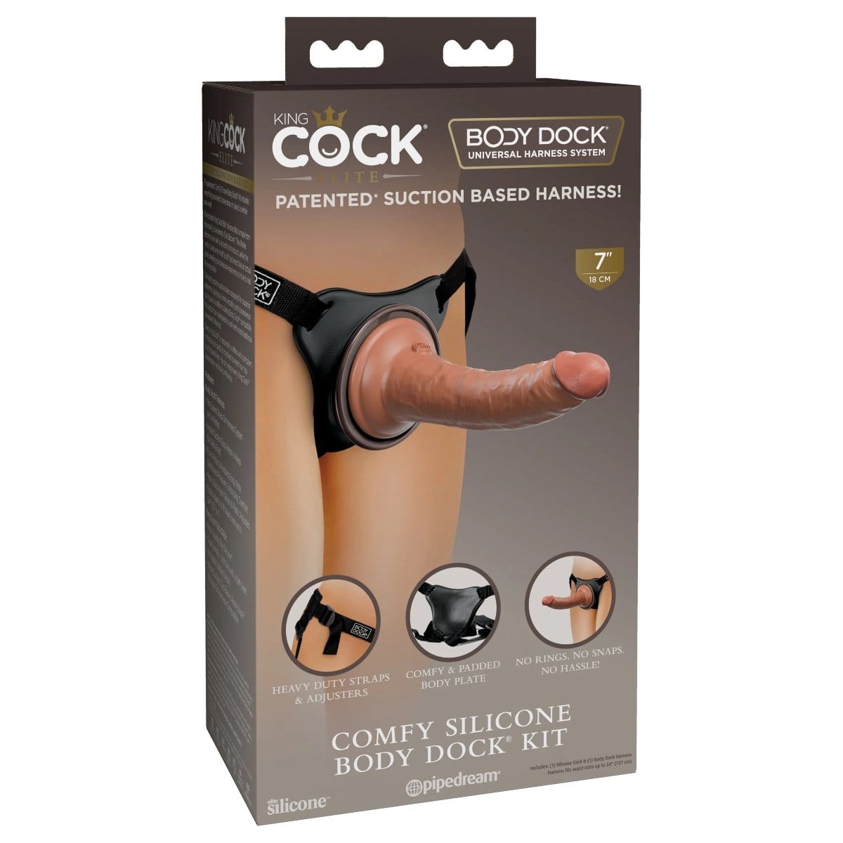 King Cock - Elite Silicone Body Dock Harness with 7 inch Duel Density Dildo Pipedream - For Me To Love