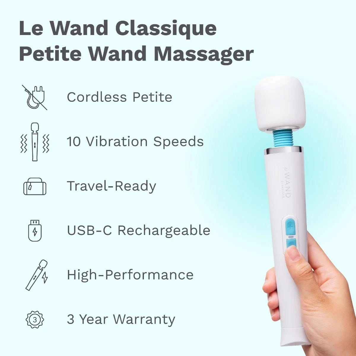 Le Wand - Classique Cordless Petite USB Rechargeable Vibrating Massager Wand Le Wand - For Me To Love