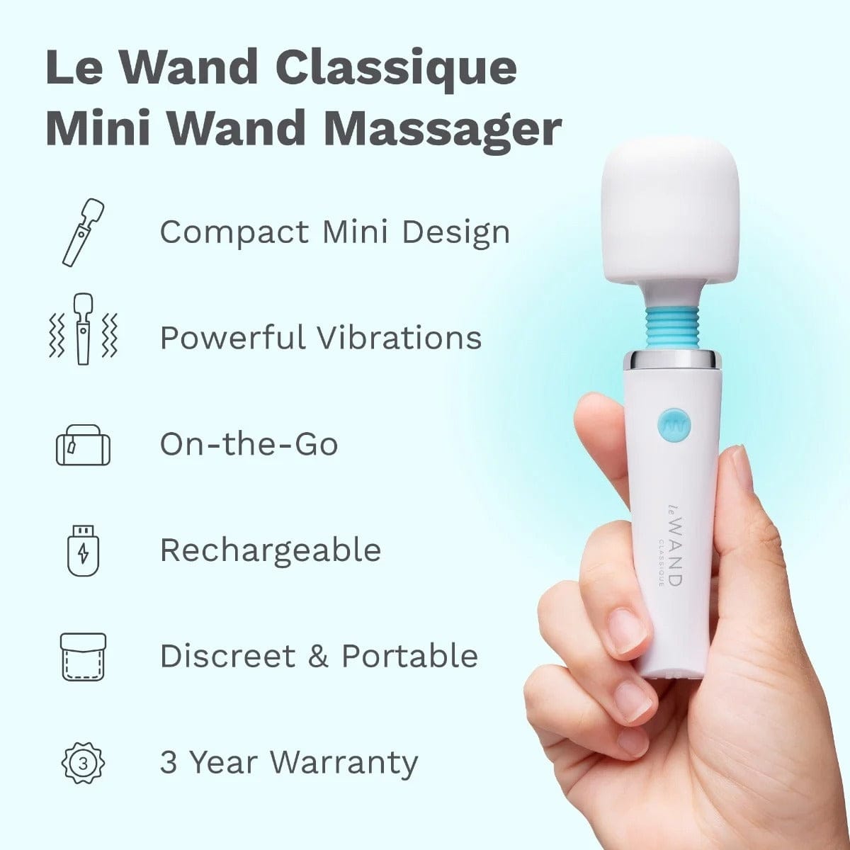 Le Wand - Classique Mini USB Rechargeable Vibrating Massager Wand Le Wand - For Me To Love