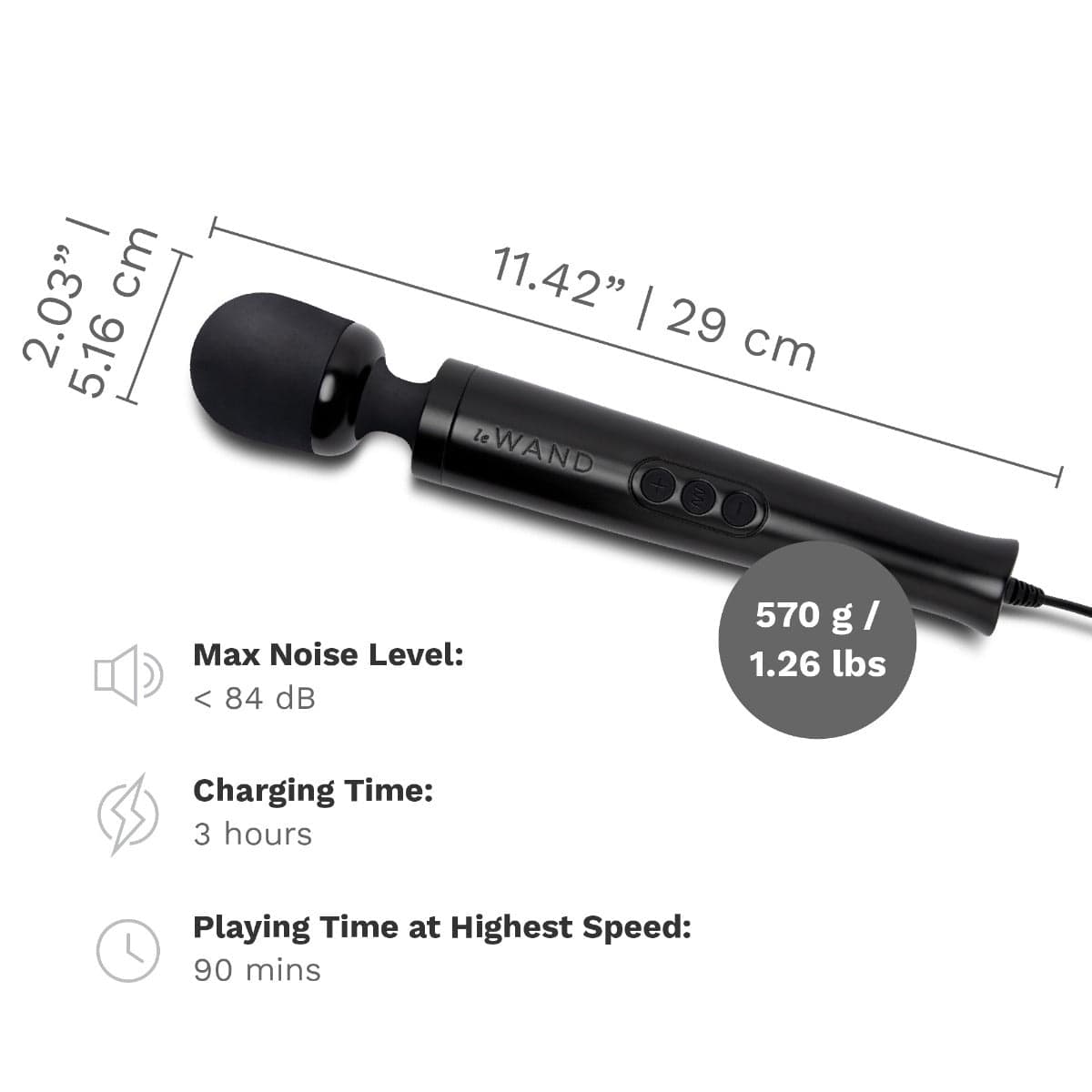 Le Wand - Diecast Plug-in Vibrating Massage Wand - BLACK Le Wand - For Me To Love