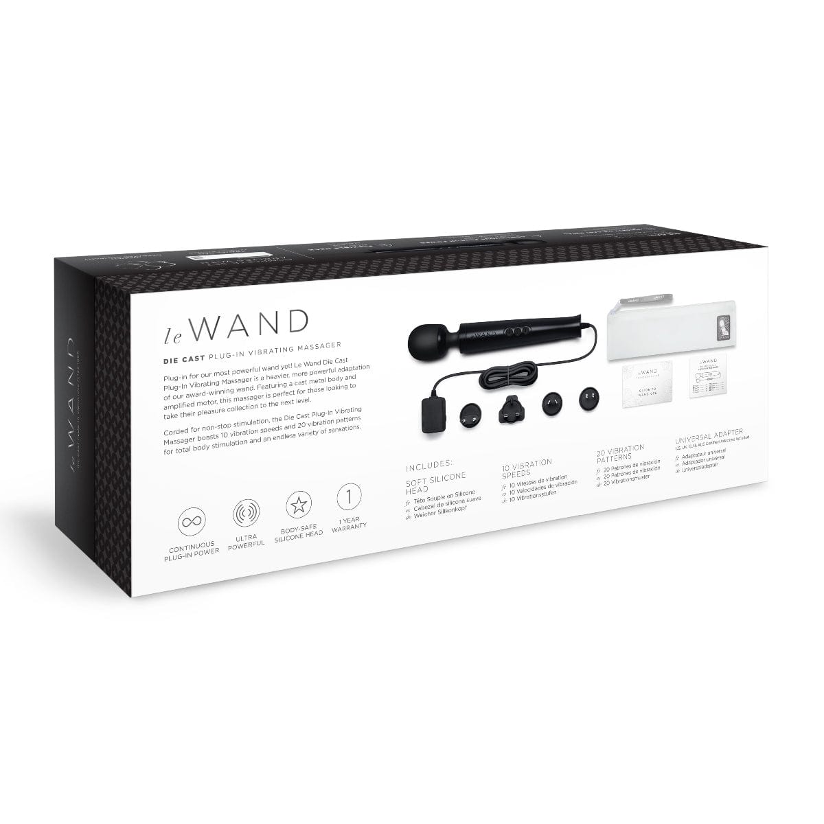 Le Wand Diecast Plug-in Vibrating Massager Wand - BLACK le wand - For Me To Love