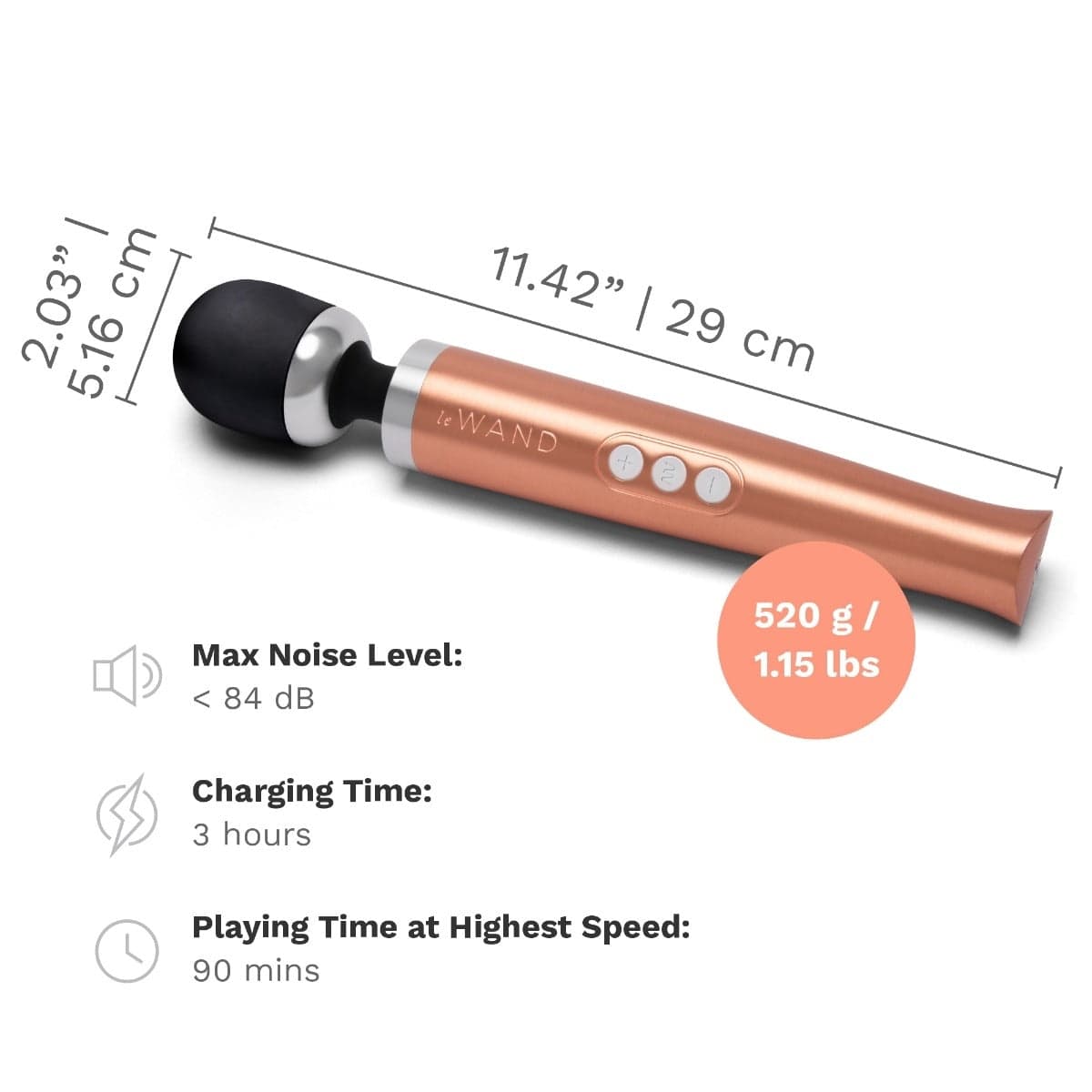 Le Wand - Diecast Rechargeable Vibrating Massager Wand - ROSE GOLD Le Wand - For Me To Love