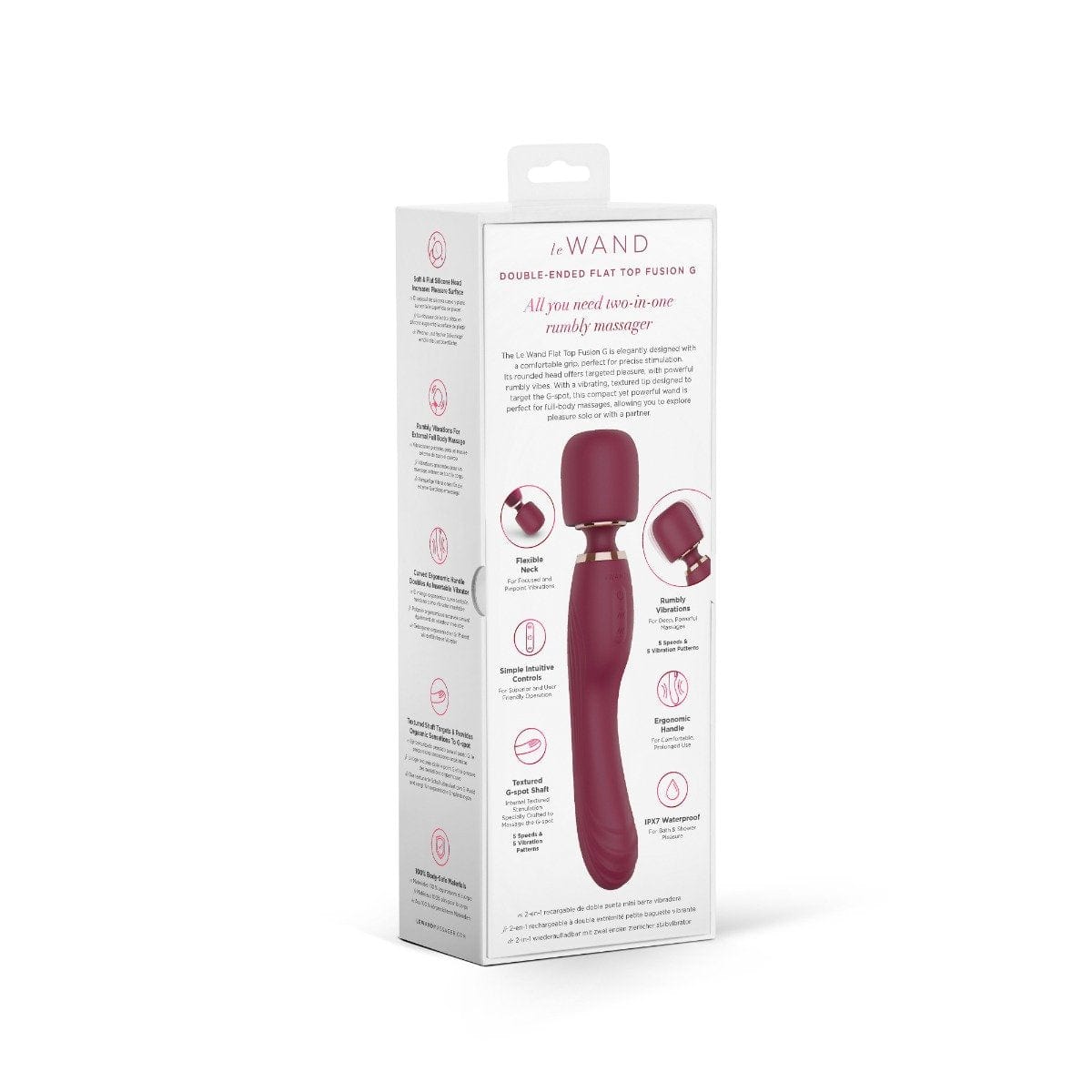 Le Wand - Flat Top Fusion G 2-In1 Double Ended Wand Vibrator | USB Rechargeable Le Wand - For Me To Love