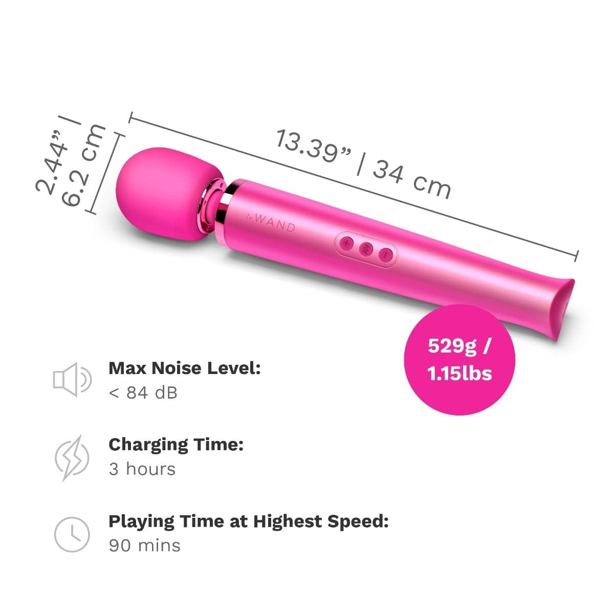 Le Wand - Luxury Rechargeable Vibrating Massager Wand | Hot Pink Le Wand - For Me To Love