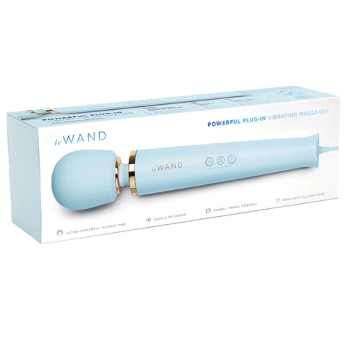 Le Wand - Powerful Plug In Vibrating Massager Wand | Light Blue Le Wand - For Me To Love