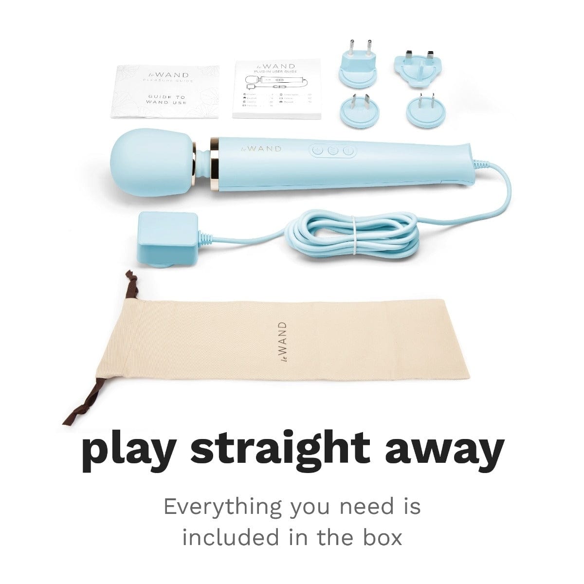 Le Wand - Powerful Plug In Vibrating Massager Wand | Light Blue Le Wand - For Me To Love