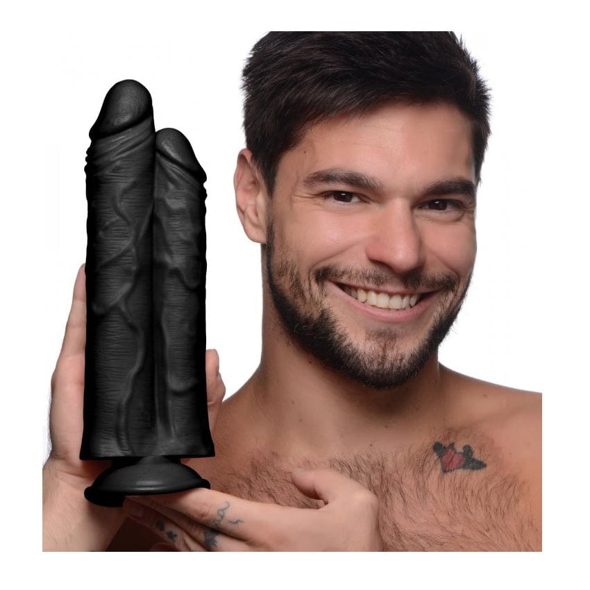 Master Cock Double Stuffer Double Pecker Dildo Black 10 inch Master Cock - For Me To Love