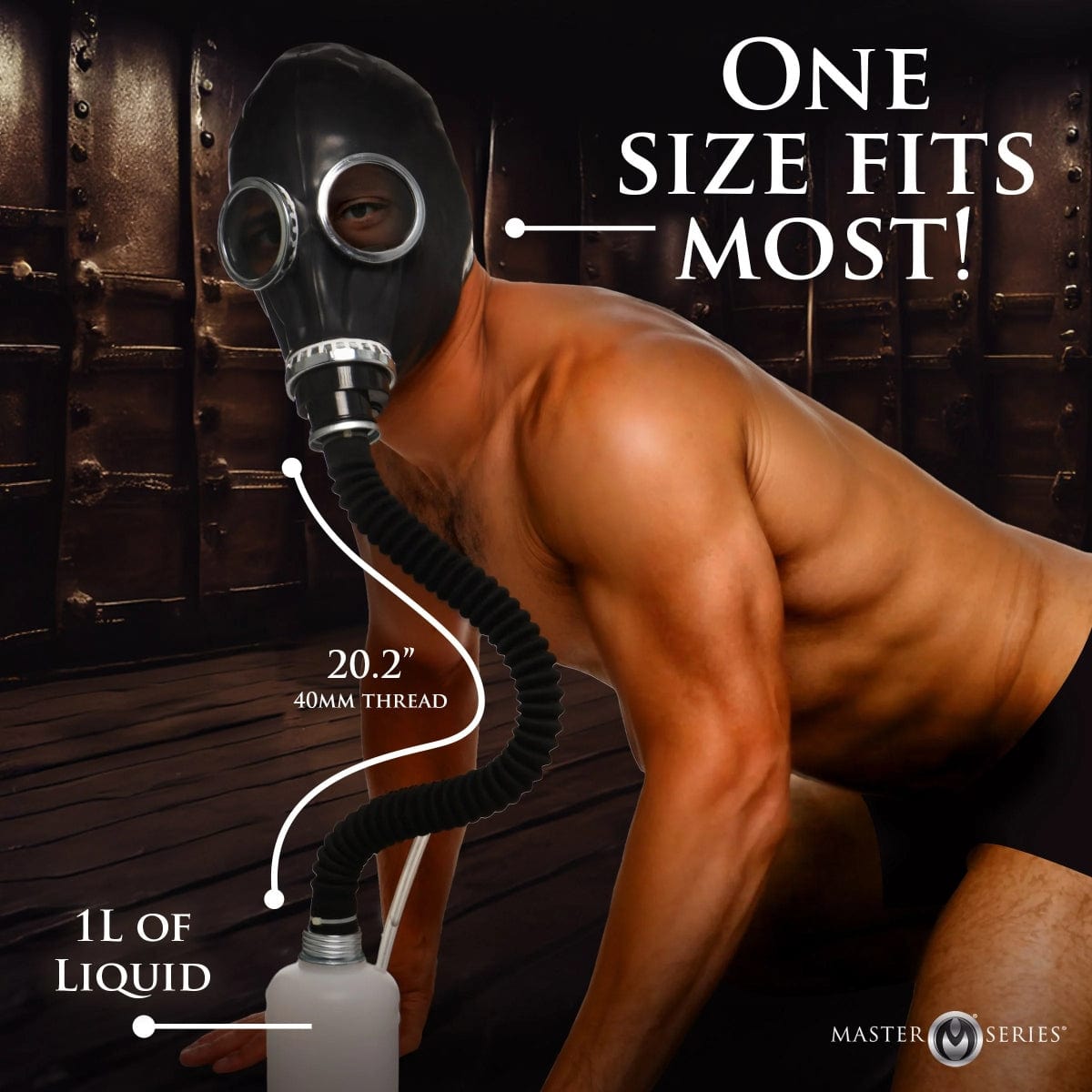 Master Series - Dark Inhaler Rubber Gas Mask with 1 Ltr Bottle Master Series - For Me To Love