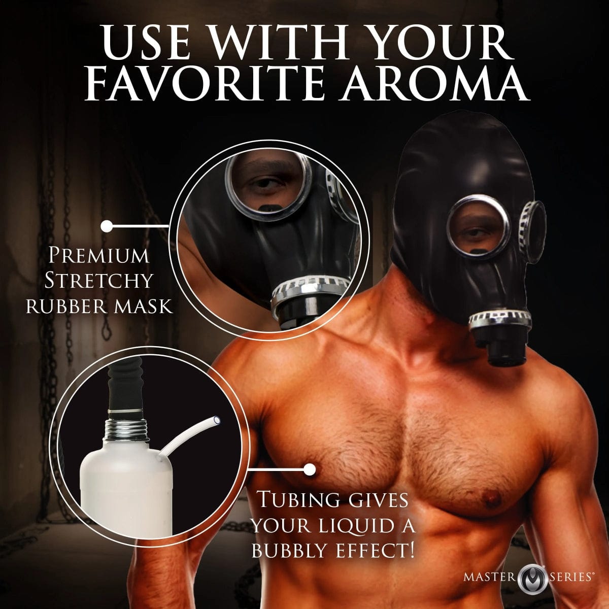 Master Series - Dark Inhaler Rubber Gas Mask with 1 Ltr Bottle Master Series - For Me To Love