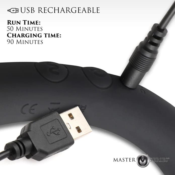 Master Series - Double Ended Vibrating Silicone G Spot Stimulator | Black Master Series - For Me To Love