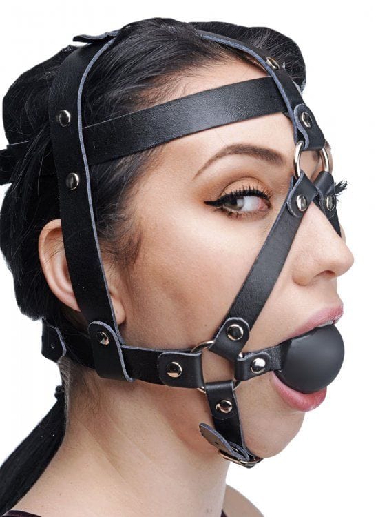 Master Series - Leather Head Harness with Ball Gag Master Series - For Me To Love