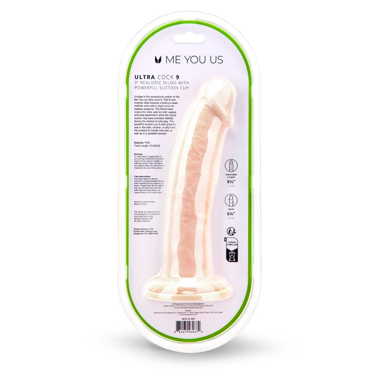 Me You Us - Ultra Realistic Dildo with Suction Cup Base | 9 inches Me You Us - For Me To Love