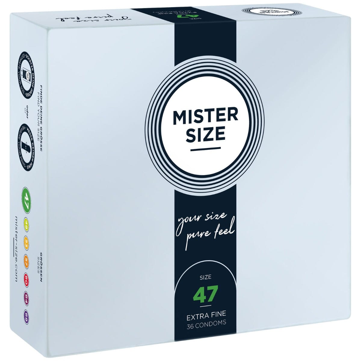 Mister Size - Pure Feel Extra Fine Condoms Size 47mm | 36 Pack Mister Size - For Me To Love